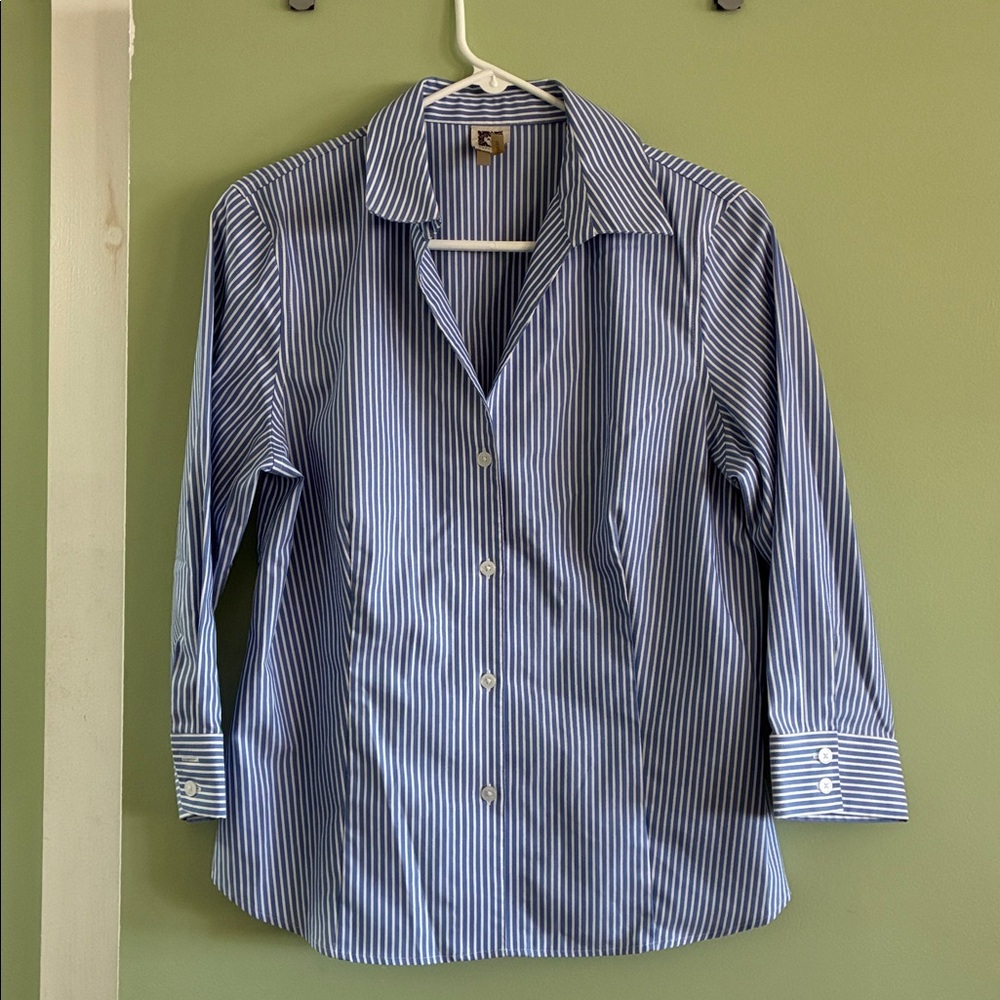 Anne Klein Blue and White Striped Shirt